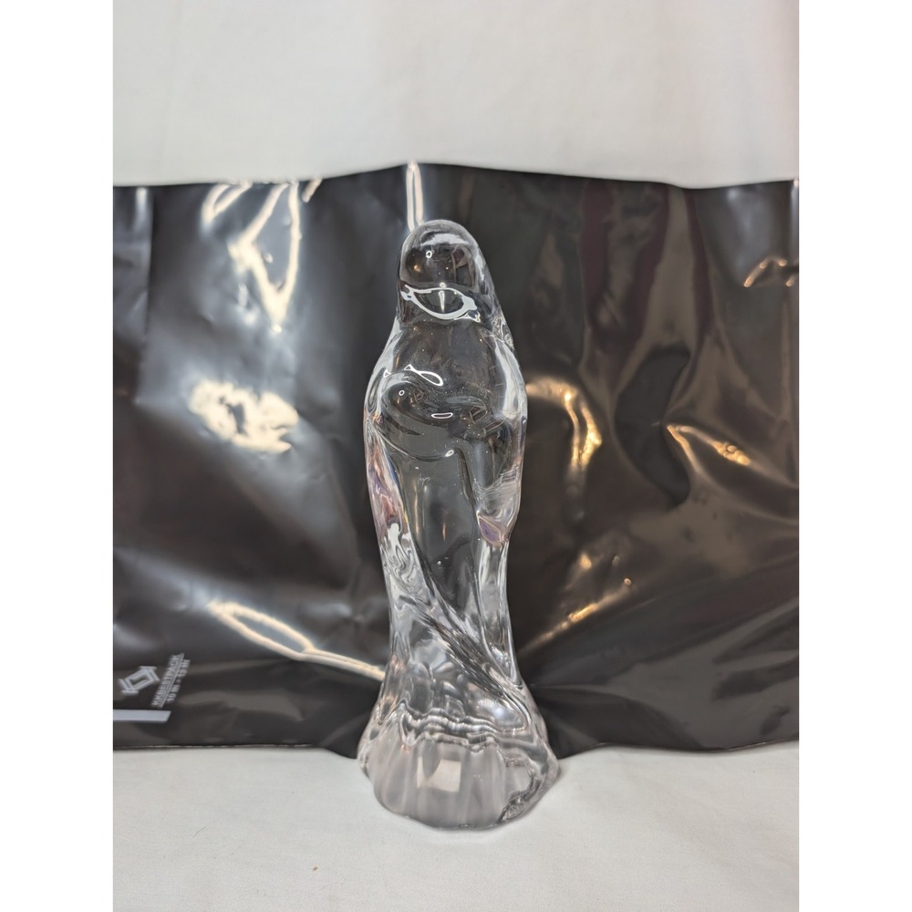 Vintage Clear Crystal Madonna Mary with Baby Jesus Figurine 7.25 in